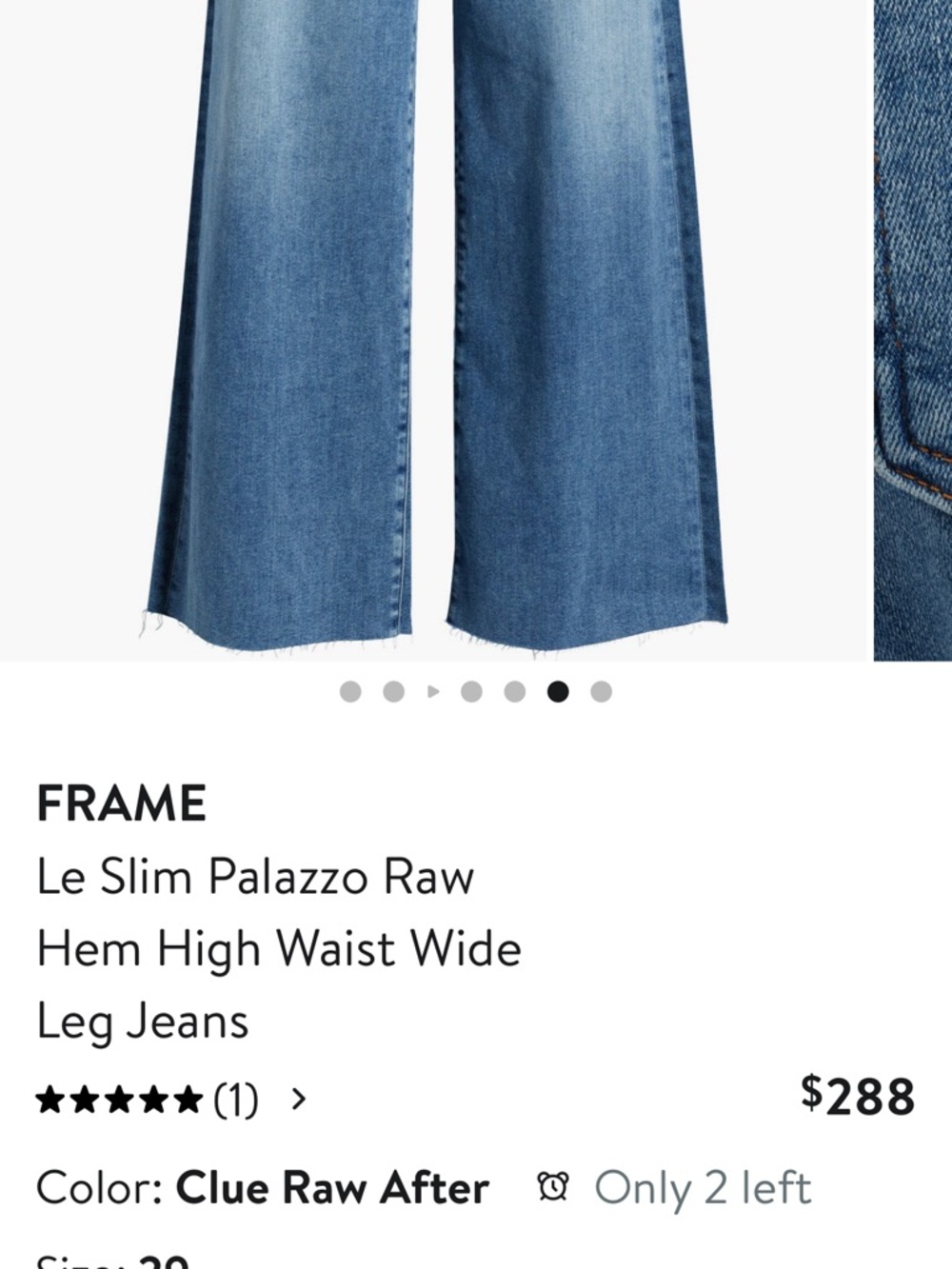 Frame Denim Light Blue Wide-Leg High-Rise Jeans, raw hem!! NWT, Le Palazzo Slim - Picture 5 of 5